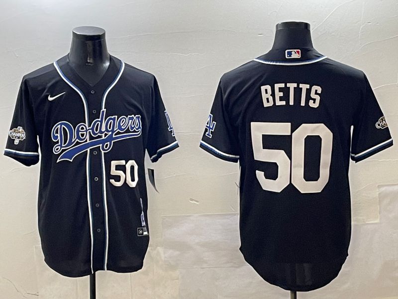 Men Los Angeles Dodgers 50 Betts Black Fashion Game 2025 Nike MLB Jersey style 3066